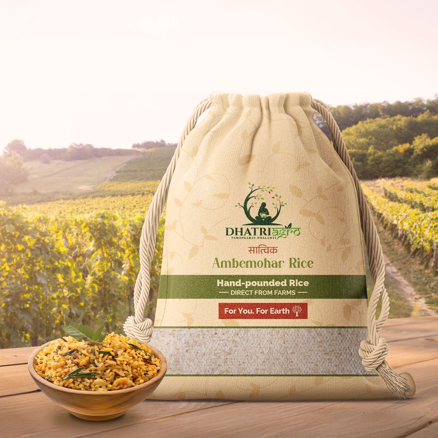 Hand Pounded Ambe Mohar Rice, 1 Kg | Organic Rice | Farm Fresh | Vegan | Protein Rich | Highly Aromatic | Natural