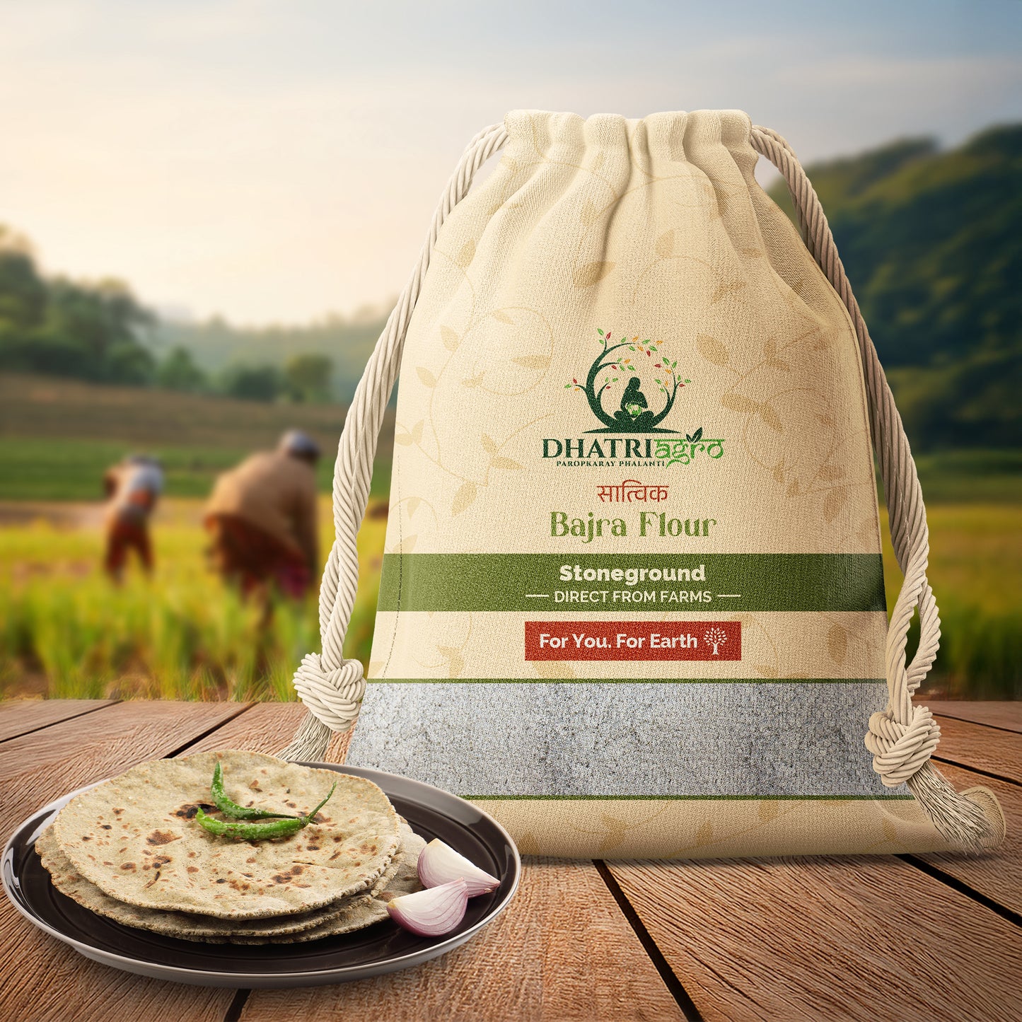 Stoneground Bajra Flour/Atta,1 Kg | Organic Pearl Millet Flour | Farm fresh |Gluten Free |Low GI | Chemical Free