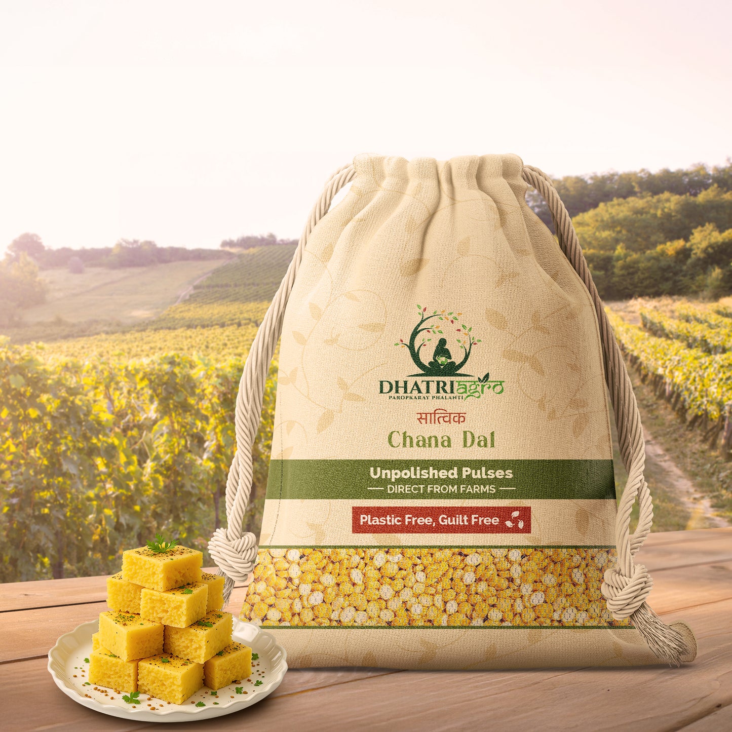 Unpolished Chana Dal, 1 Kg | Organic Split Yellow Chickpeas | Farm Fresh | Gluten Free | Protein Rich | Maharashtra Pulses | Chemical Free