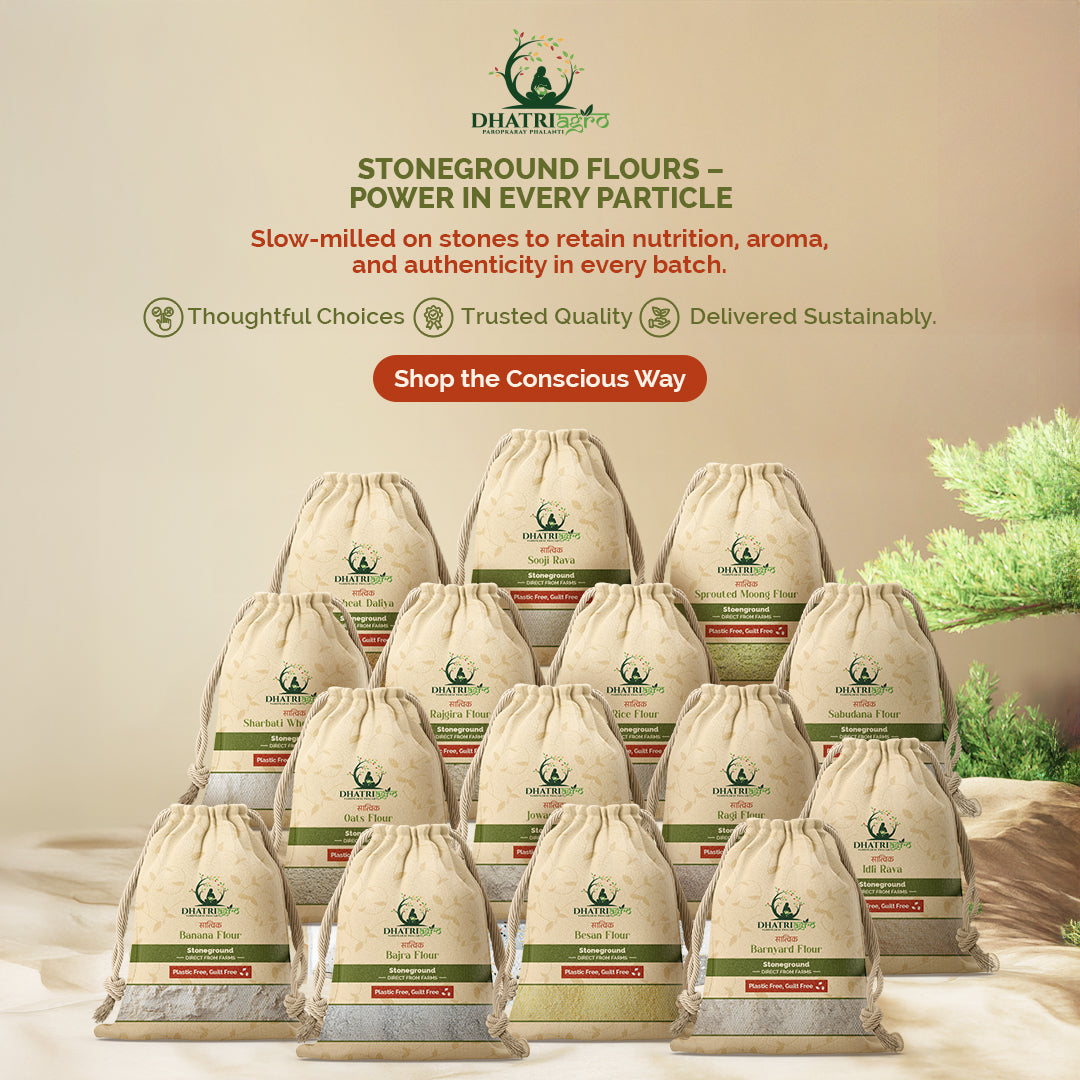 Stoneground Khapali Atta, 1 Kg | Organic Emmer Wheat Flour | Farm Fresh | Low GI | Diabetic Friendly | Pesticide Free