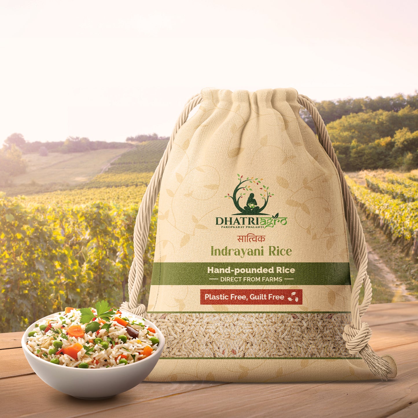 Handpounded Indrayani Rice, 1 Kg | Organic Brown Rice (HP) | Farm Fresh | High Fiber | Gluten Free | Flavourful | Chemical Free