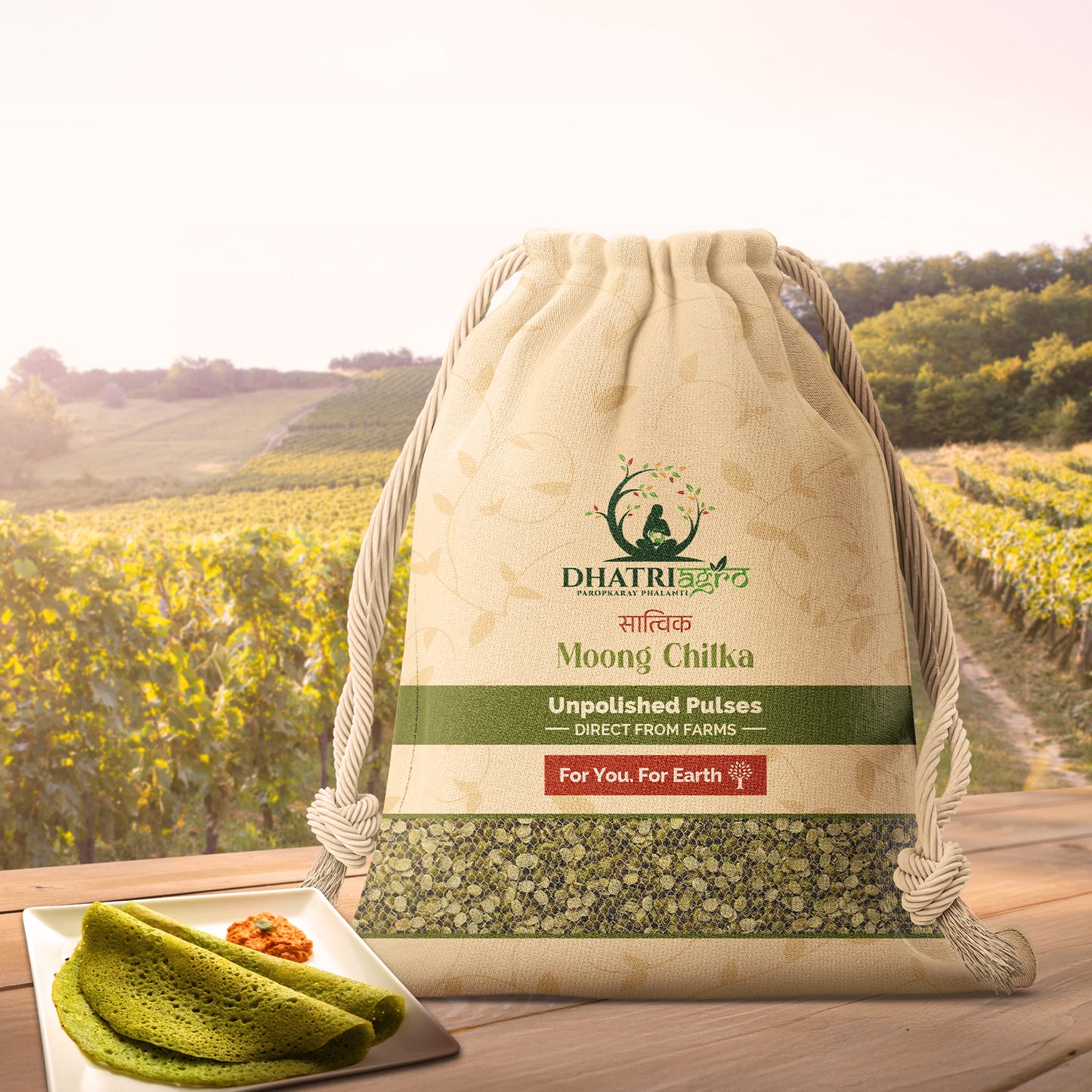 Dhatri Agro Unpolished Moong Chilka Dal, 1 Kg | Split Green Gram | Fibre-Rich | Easy to Digest | No Polish | Protein-Rich | Sustainable & Clean | Eco-Friendly Pack