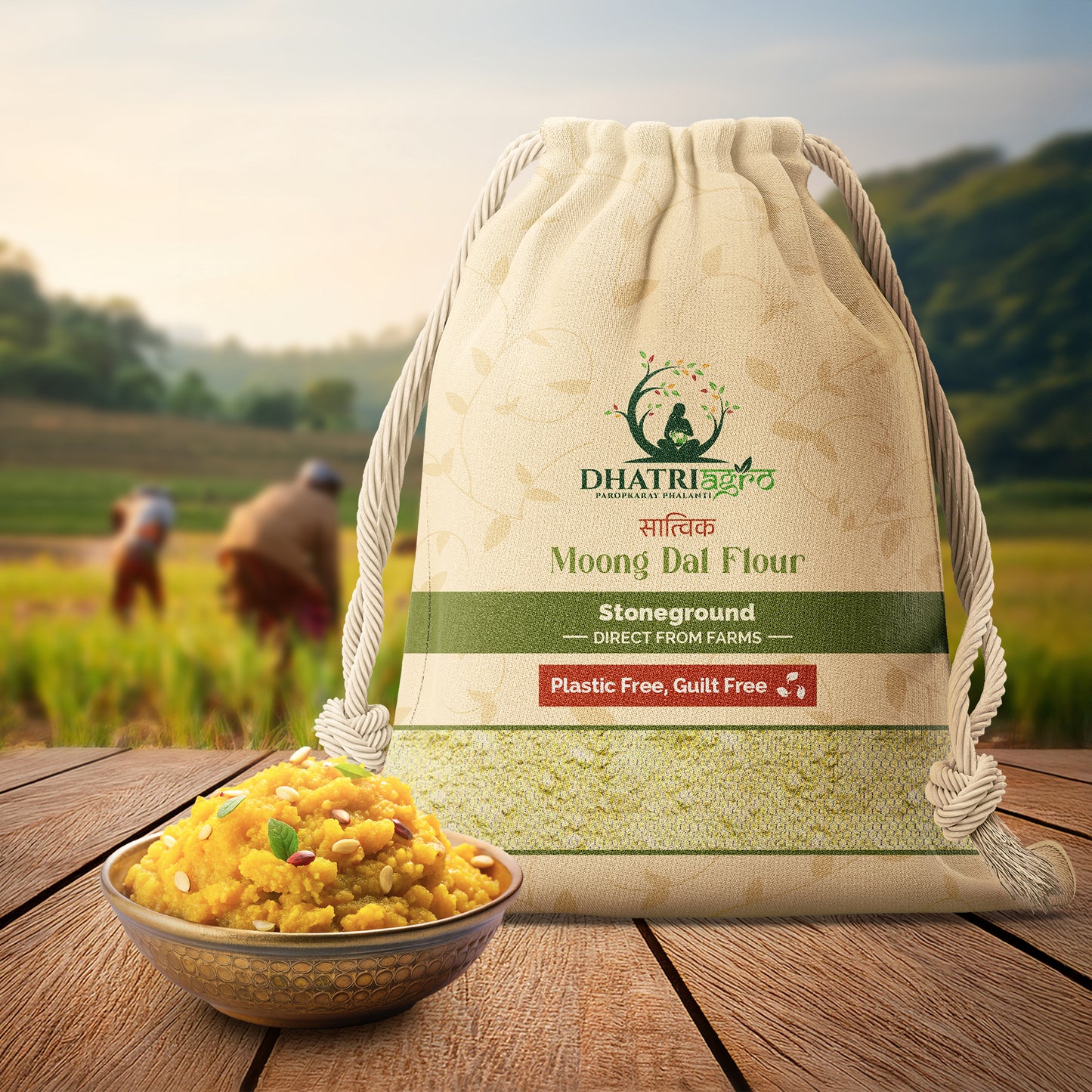 Stoneground Moong Dal Flour, 1 Kg | Organic Moong ki Dal ka Atta | Farm Fresh | Gluten Free | Low GI | Chemical Free