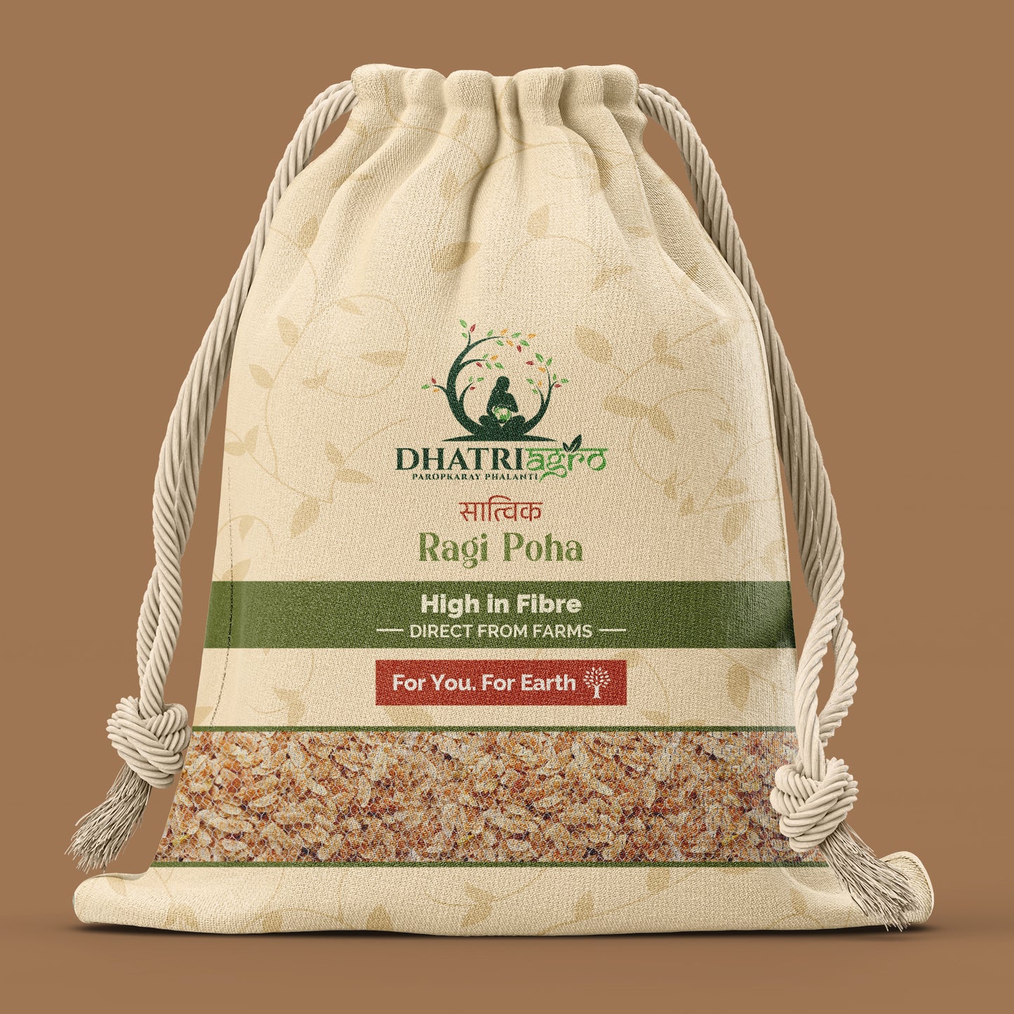 Dhatri Agro Ragi Poha, 500g | Nachni Flakes | Iron-Rich, Diabetic-Friendly | No Additives, Gluten-Free | Eco-Friendly