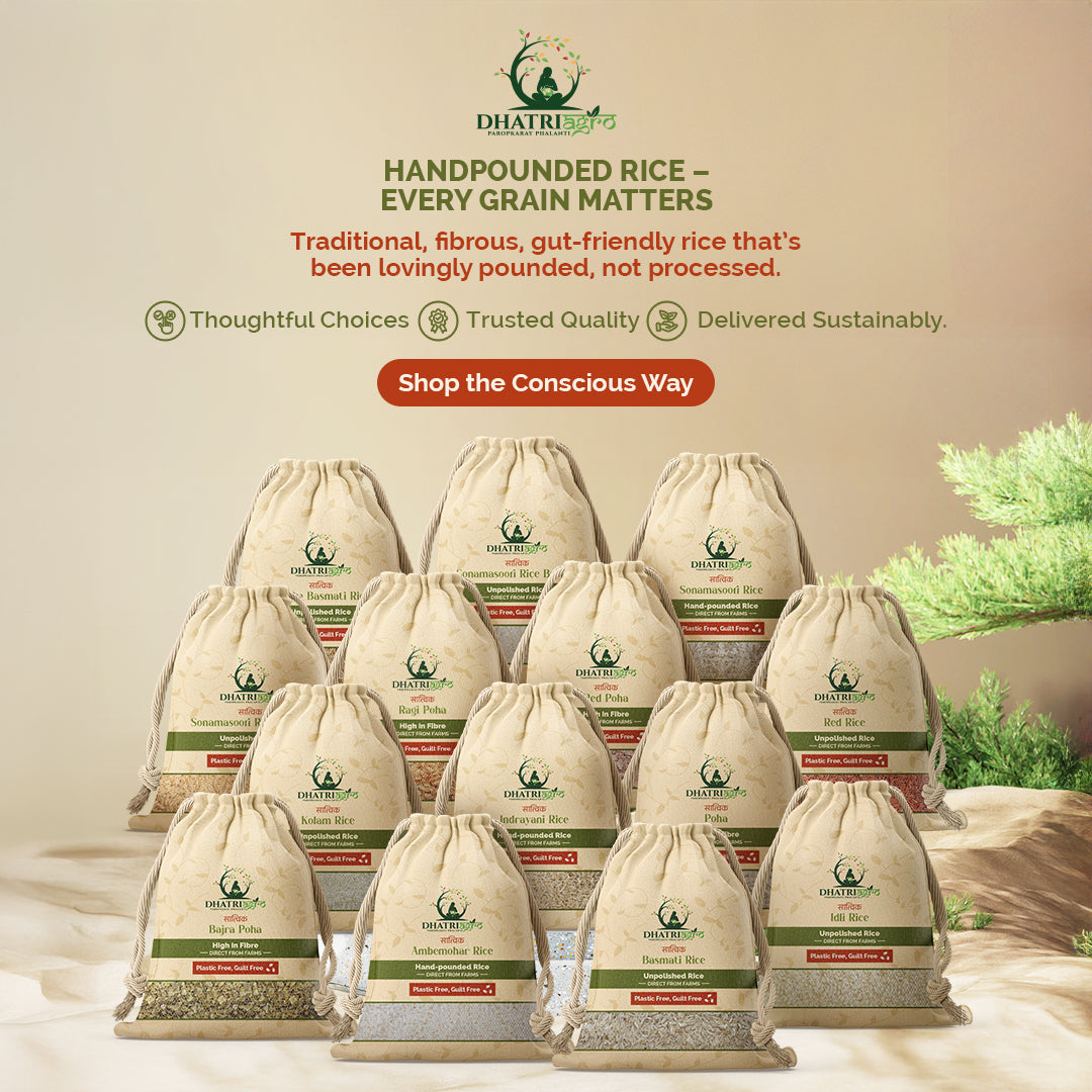 Handpounded Indrayani Rice, 1 Kg | Organic Brown Rice (HP) | Farm Fresh | High Fiber | Gluten Free | Flavourful | Chemical Free