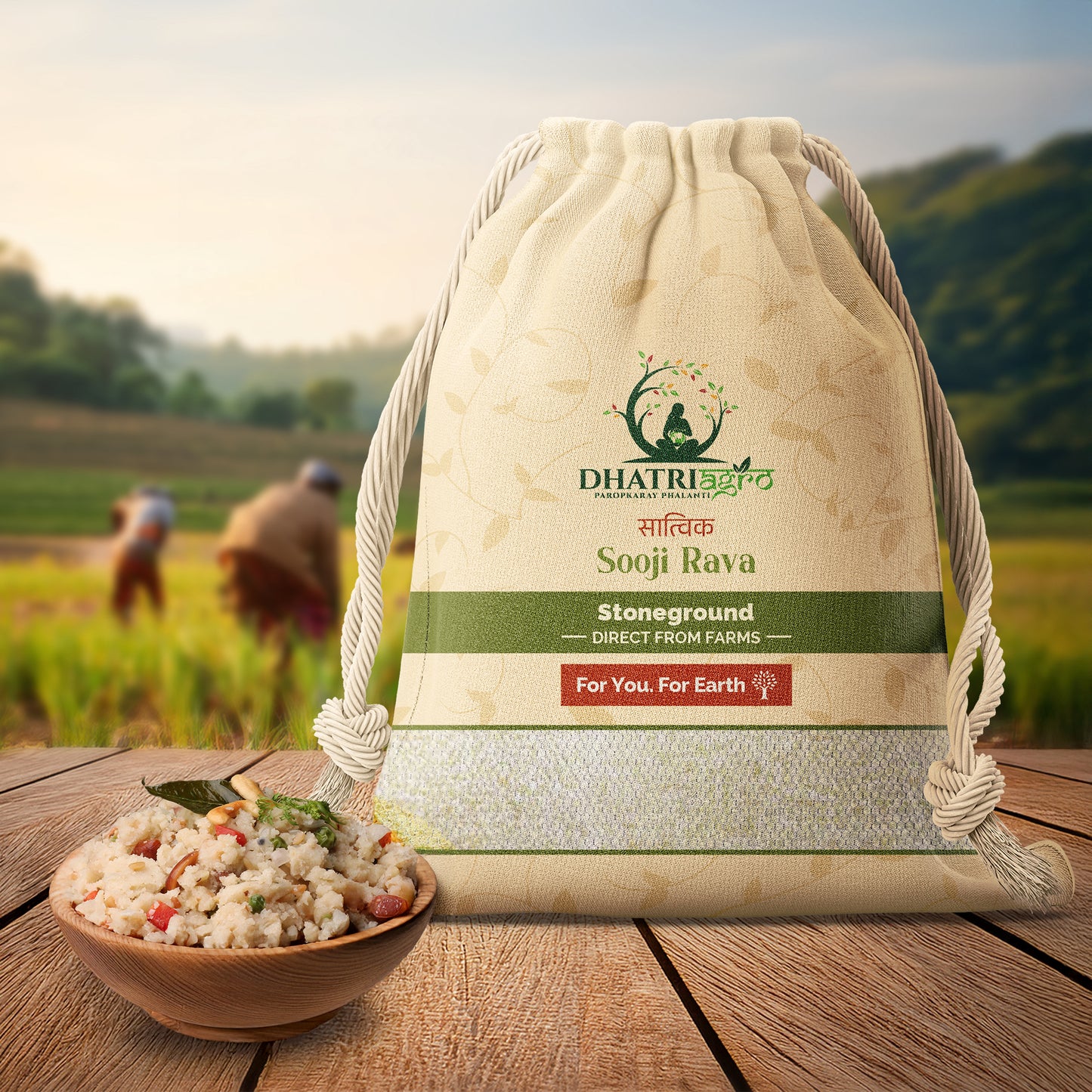 Stoneground Sooji/Rava, 1 Kg | Organic Semolina | Farm Fresh | Vegan | Low Fat | Flavorful | Chemical Free
