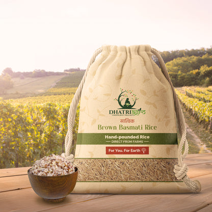 Handpounded Brown Basmati Rice, 1 Kg | Organic Rice | Farm Fresh | Gluten Free | Low GI | Flavourful | Natural