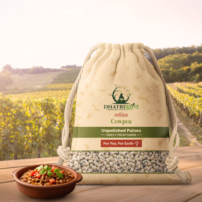 Unpolished Lobia (Chawali), 1 Kg | Organic Cowpea Black eye | Farm Fresh | Gluten Free | Protein Rich | Latur Pulses | Chemical Free