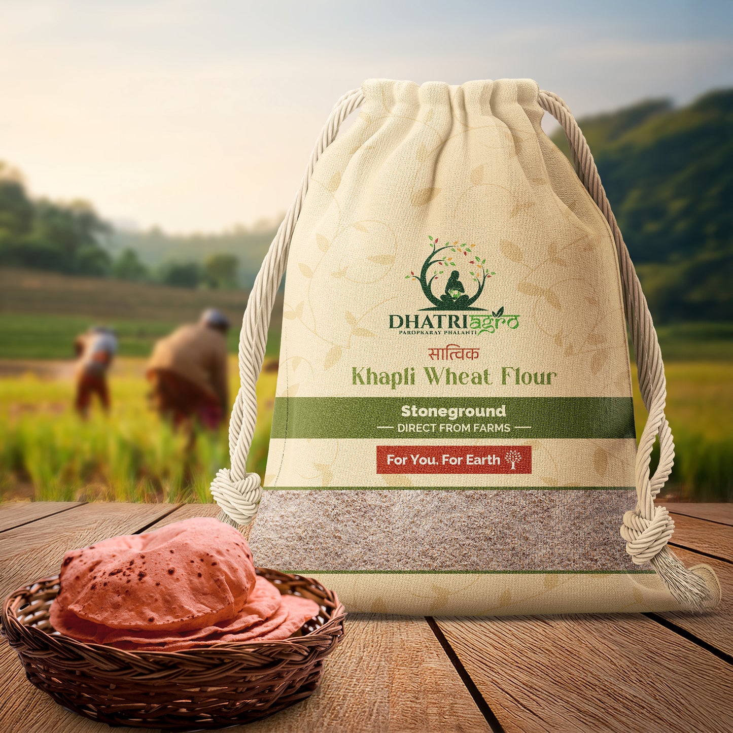 Stoneground Khapali Atta, 1 Kg | Organic Emmer Wheat Flour | Farm Fresh | Low GI | Diabetic Friendly | Pesticide Free