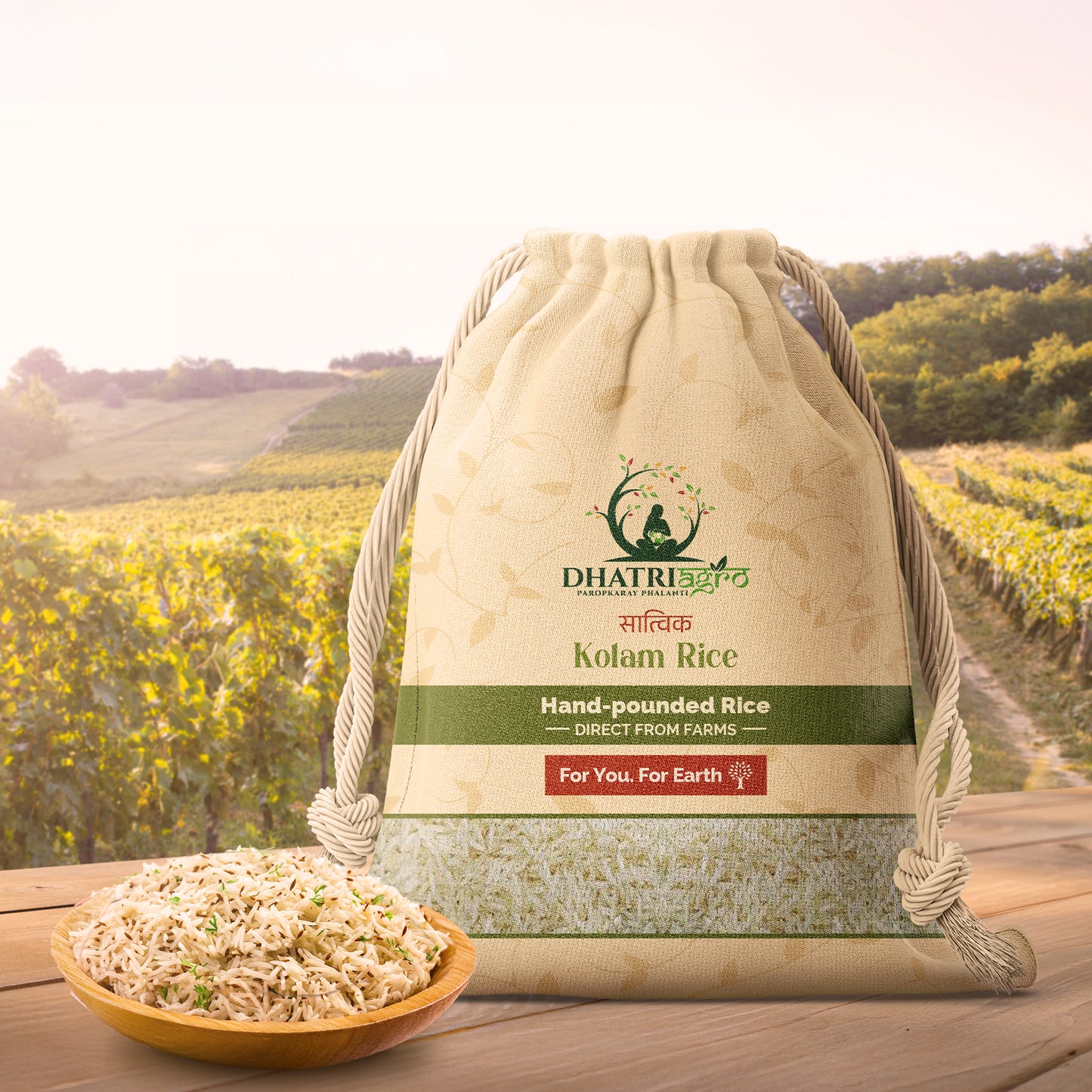 Handpounded Kolam Rice, 1 Kg | Organic Lachkari Raw Rice | Farm Fresh | Protein Rich | Diabetic Friendly | Fragrant | Chemical Free