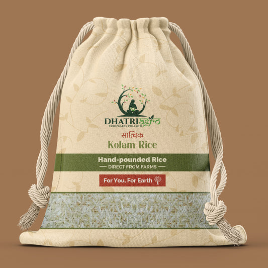 Handpounded Kolam Rice, 1 Kg | Organic Lachkari Raw Rice | Farm Fresh | Protein Rich | Diabetic Friendly | Fragrant | Chemical Free