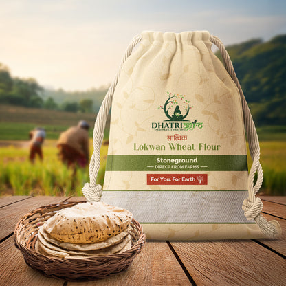 Lokwan Wheat Flour 1kg – Stoneground Atta from Whole Lokwan Wheat | Soft Rotis | Chakki Ground | Unbleached & Additive-Free | Natural High-Fiber Indian Flour