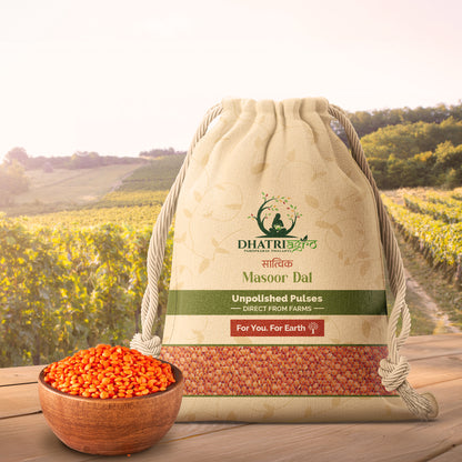 Unpolished Masoor Dal, 1 Kg | Organic Red Letils Split | Farm Fresh | Protein Rich | Gluten Free | Latur Pulses | Pesticide Free
