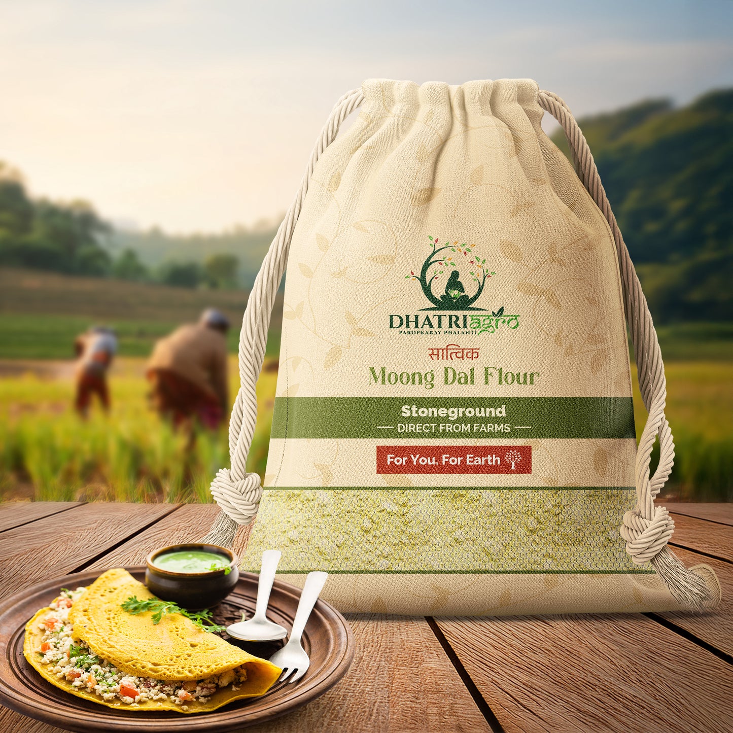 Stoneground Moong Dal Flour, 1 Kg | Organic Moong ki Dal ka Atta | Farm Fresh | Gluten Free | Low GI | Chemical Free