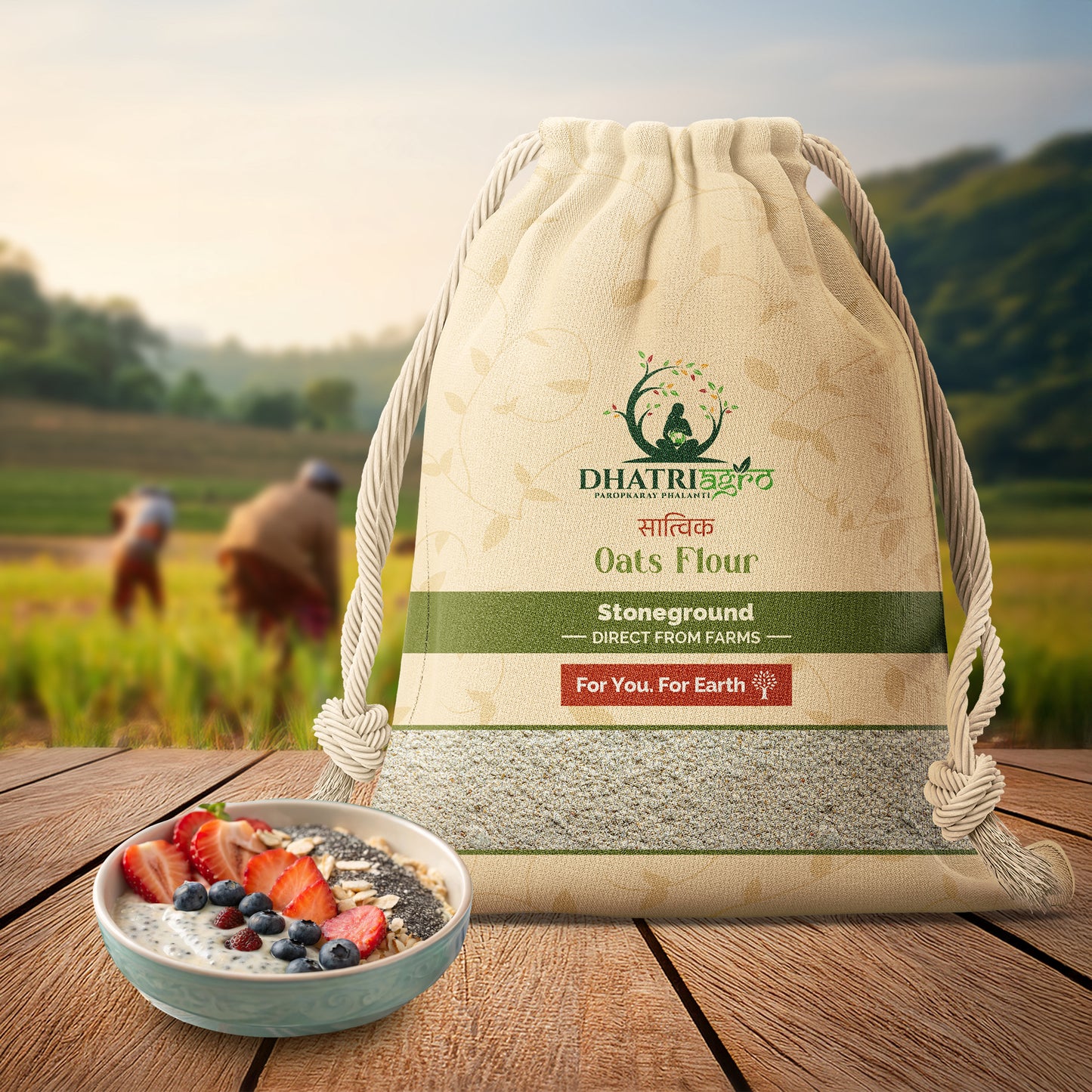 Stoneground Oats Flour, 1 Kg | Organic | Farm Fresh | Vegan | Gluten Free | Flavorful | Pesticide Free