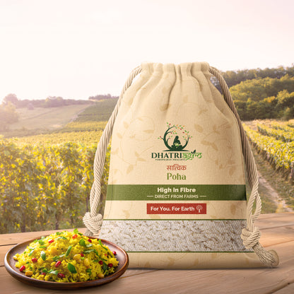 Handpounded White Poha, 1 Kg | Organic Beaten Rice | Farm Fresh | Vegan | Low GI | HIghly Aromatic | Natural