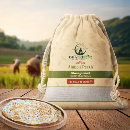 Dhatri Agro Stoneground Amboli Peeth, 1 Kg | Maharashtrian Fermented Multigrain Flour | Soft Pancake Mix | Hand-Roasted | Eco-Friendly | High Fibre | Gut-Friendly