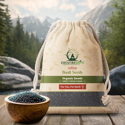 Dhatri Agro Raw Basil Seeds, 250g | Sabja Beej for Cooling and Digestion | High Fibre | Gut and Skin Cleanser | Hydrating Superfood | Eco-Friendly Packaging