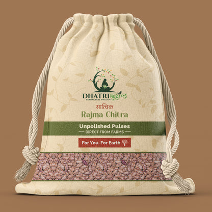 Unpolished Rajma Chitra, 1 Kg | Organic | Farm Fresh | Diabetic Friendly | Low GI | Flavourful | Pesticide Free