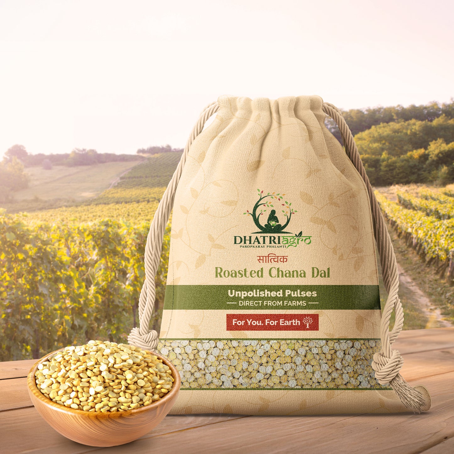 Unpolished Roasted Chana Dal, 1 Kg | Organic Split Bengal gram | Farm Fresh | Gluten Free | Low GI | Flavourful | Chemical Free