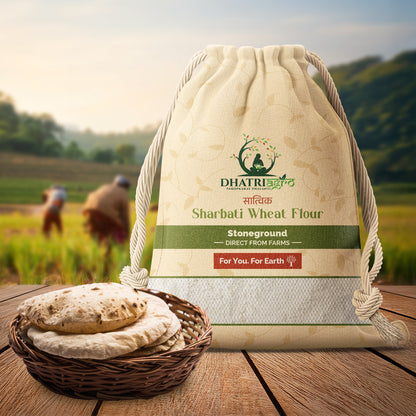 Stoneground Wheat Flour 1 Kg, | Organic Sharbati Flour | Farm Fresh | Low GI |Fiber Rich | Flavorful | Pesticide Free