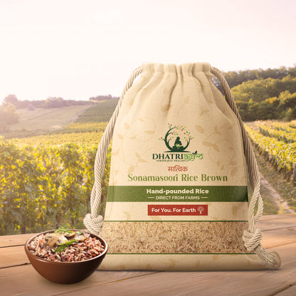 Unpolished Sonamasoori Rice (Brown), 1 Kg | Brown Rice | Farm Fresh | Rich in Fiber | Low GI | Highly Aromatic | Chemical Free