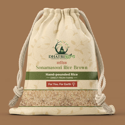 Unpolished Sonamasoori Rice (Brown), 1 Kg | Brown Rice | Farm Fresh | Rich in Fiber | Low GI | Highly Aromatic | Chemical Free