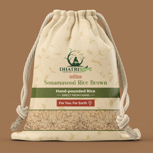 Unpolished Sonamasoori Rice (Brown), 1 Kg | Brown Rice | Farm Fresh | Rich in Fiber | Low GI | Highly Aromatic | Chemical Free