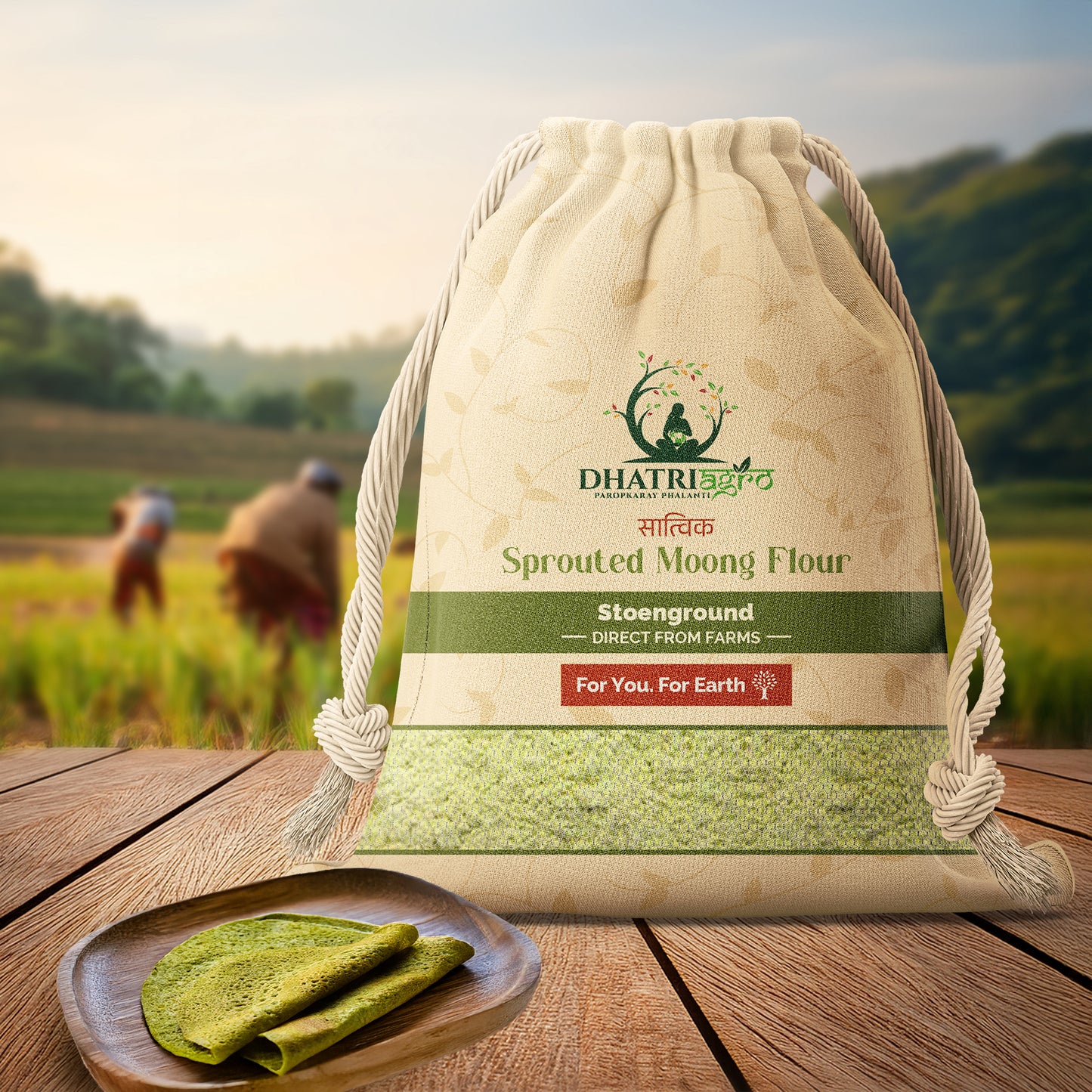 Dhatri Agro Sprouted Moong Flour, 1 Kg | Moong Dal ka Atta | High Protein, Easy to Digest | Natural, Preservative-Free | Eco-Friendly