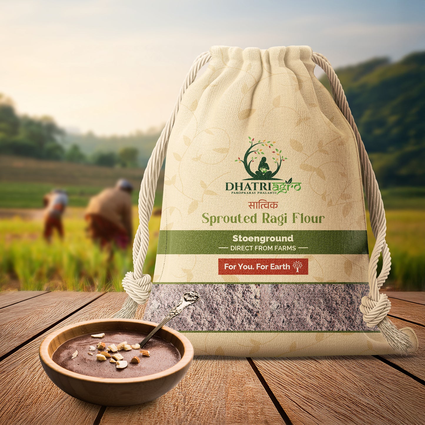 Dhatri Agro Sprouted Ragi Flour, 1 Kg | Nachni Atta | Iron-Rich, Diabetic-Friendly | Natural, Chemical-Free | Eco-Friendly