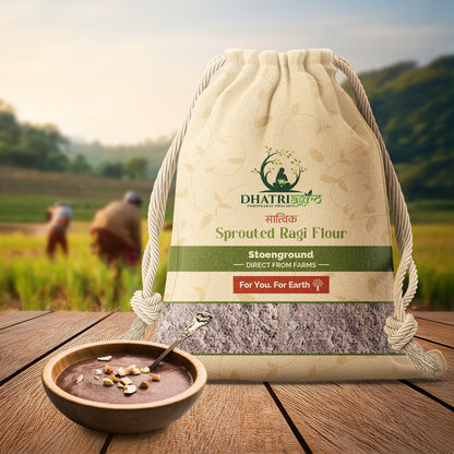 Dhatri Agro Sprouted Ragi Flour, 1 Kg | Nachni Atta | Iron-Rich, Diabetic-Friendly | Natural, Chemical-Free | Eco-Friendly