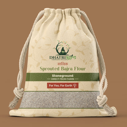 Dhatri Agro Sprouted Bajra Flour, 1 Kg | Bajra ka Atta | Gut-Friendly, High Fibre | No Blending, Chemical-Free | Eco-Friendly