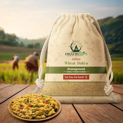 Stoneground Wheat Daliya, 1 Kg | Organic Samba Rava | Farm Fresh | Low GI | Diabetic Friendly | Flavorful | Pesticide Free