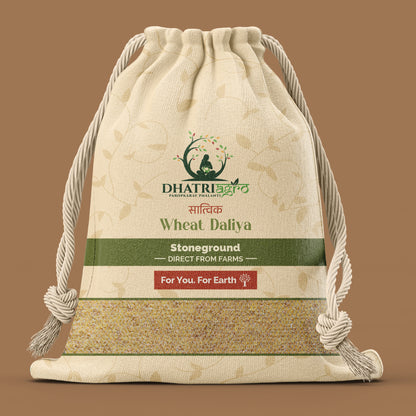 Stoneground Wheat Daliya, 1 Kg | Organic Samba Rava | Farm Fresh | Low GI | Diabetic Friendly | Flavorful | Pesticide Free