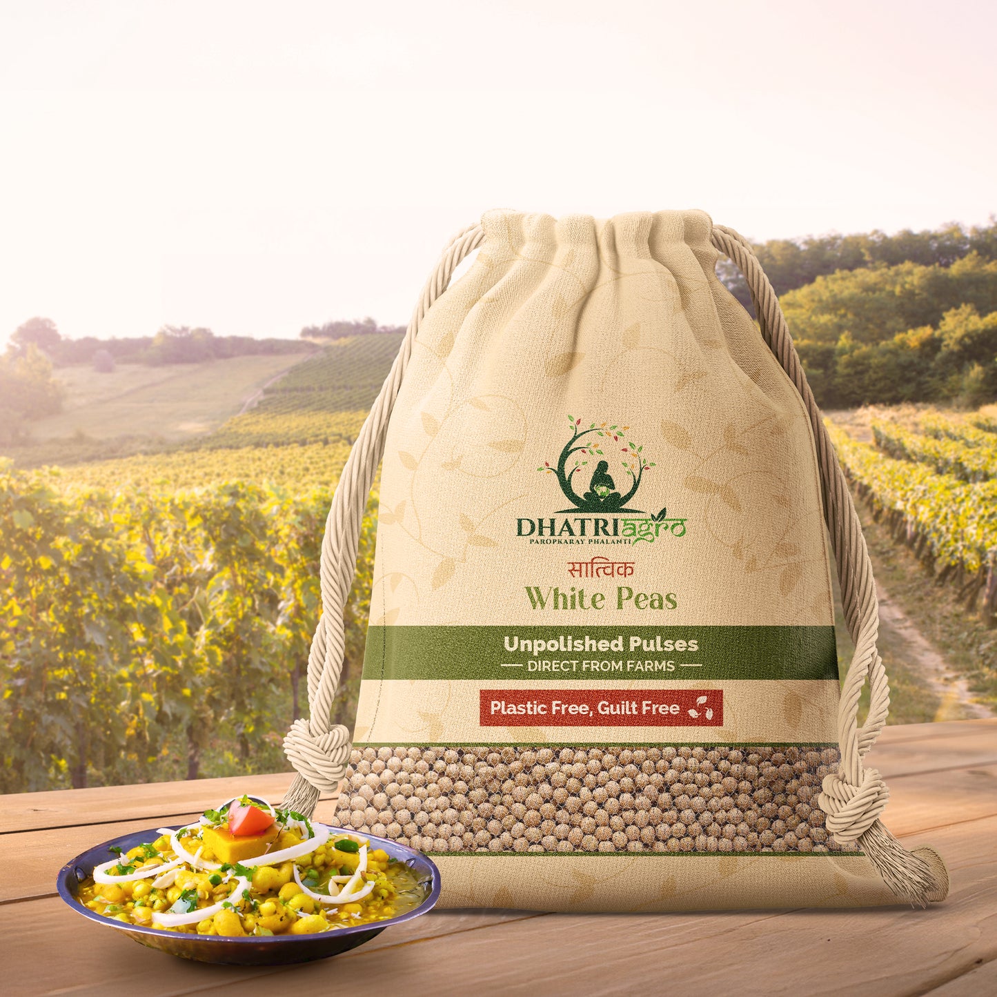 Unpolished White Peas, 1 Kg | Organic Safed Matar/Vatana | Farm Fresh | Diabetic Friendly | Low GI | Highly Aromatic | Chemical Free