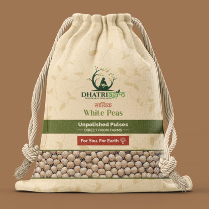 Unpolished White Peas, 1 Kg | Organic Safed Matar/Vatana | Farm Fresh | Diabetic Friendly | Low GI | Highly Aromatic | Chemical Free