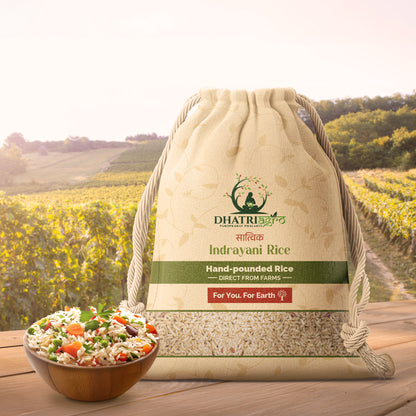 Handpounded Indrayani Rice, 1 Kg | Organic Brown Rice (HP) | Farm Fresh | High Fiber | Gluten Free | Flavourful | Chemical Free