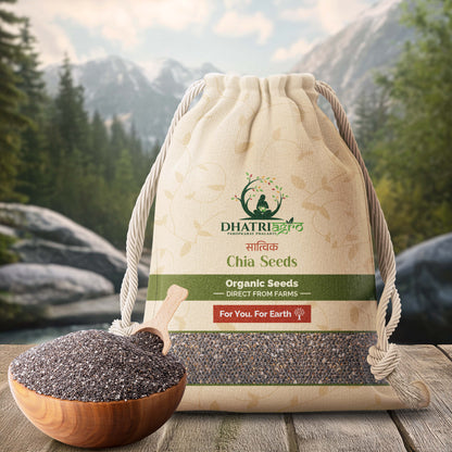 Dhatri Agro Raw Chia Seeds, 250g | Omega-3 and Fibre Rich | Plant-Based Protein | Gluten-Free Superfood | Weight-Friendly | Heart and Gut Support | Eco-Friendly Pack