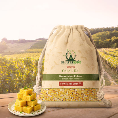 Unpolished Chana Dal, 1 Kg | Organic Split Yellow Chickpeas | Farm Fresh | Gluten Free | Protein Rich | Maharashtra Pulses | Chemical Free